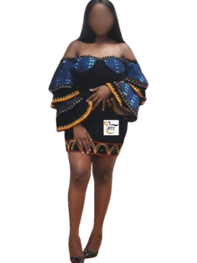 Short Dress with Layered Flared Sleeves - Ndop